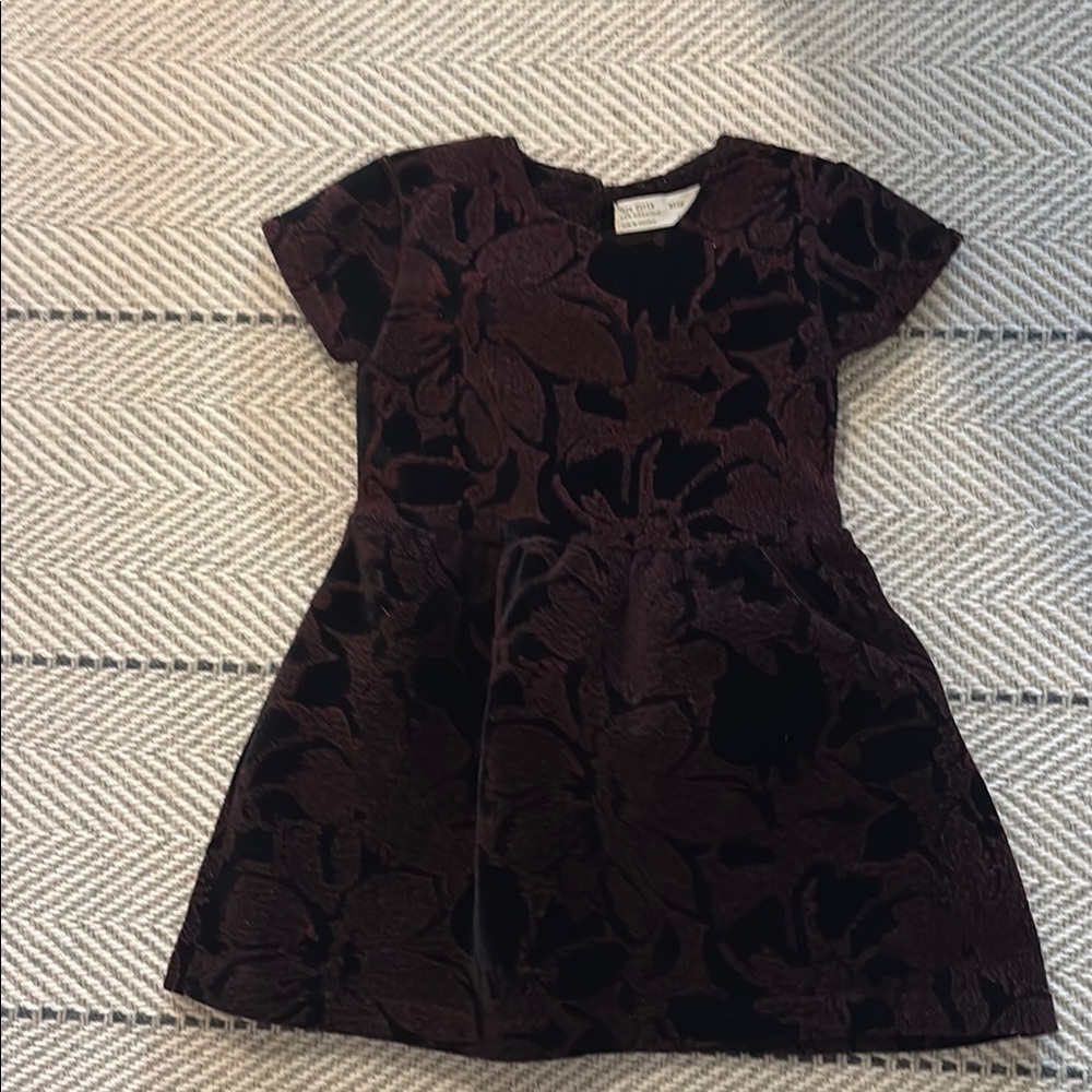 Elegant Velvet Floral Kids Dress